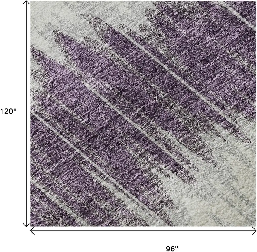 Silver Purple And Gold Striped Washable Area Rug With UV Protection Photo 9