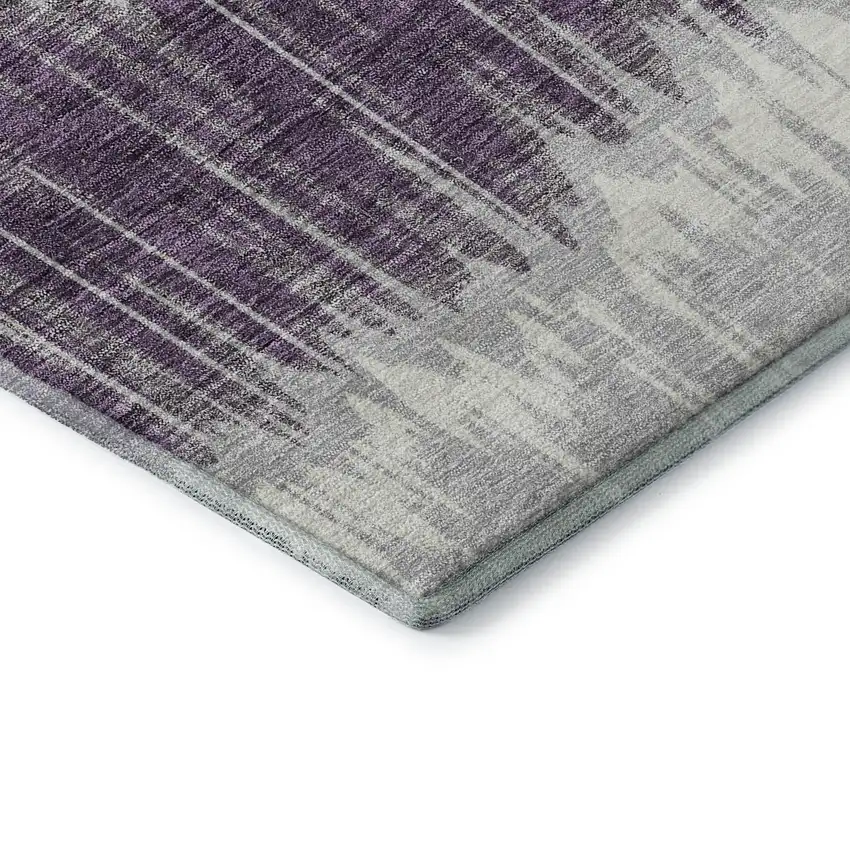 Silver Purple And Gold Striped Washable Area Rug With UV Protection Photo 8