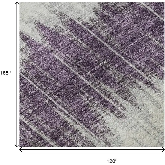 Silver Purple And Gold Striped Washable Area Rug With UV Protection Photo 9