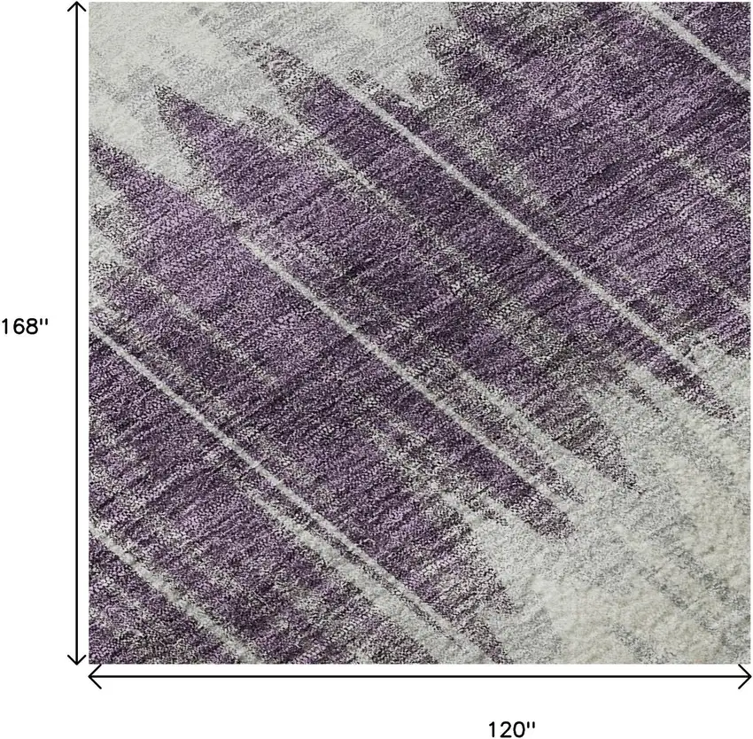 Silver Purple And Gold Striped Washable Area Rug With UV Protection Photo 9