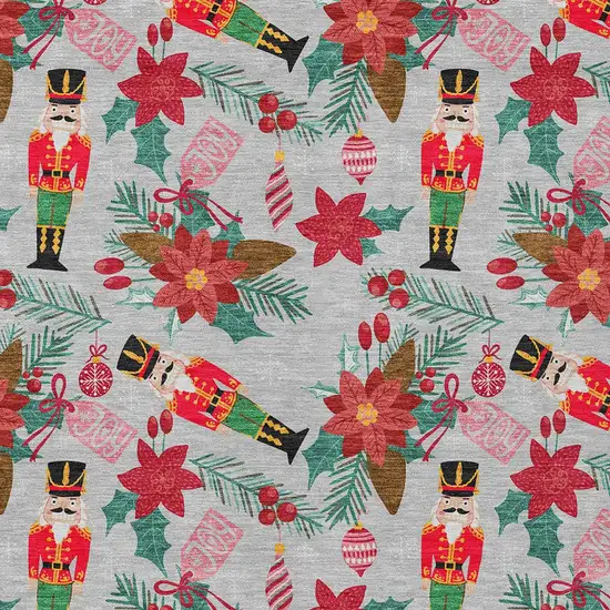 Silver Red Black Pink And Brown Floral Washable Indoor Outdoor Area Rug Photo 7