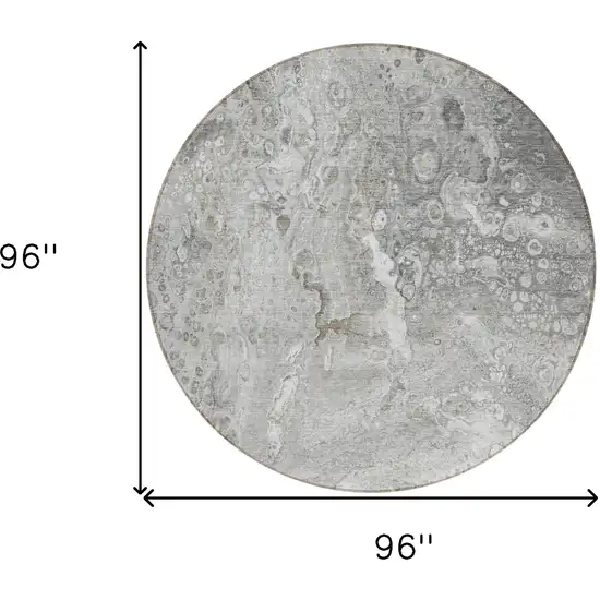 Silver Round Abstract Washable Non Skid Indoor Outdoor Area Rug Photo 3