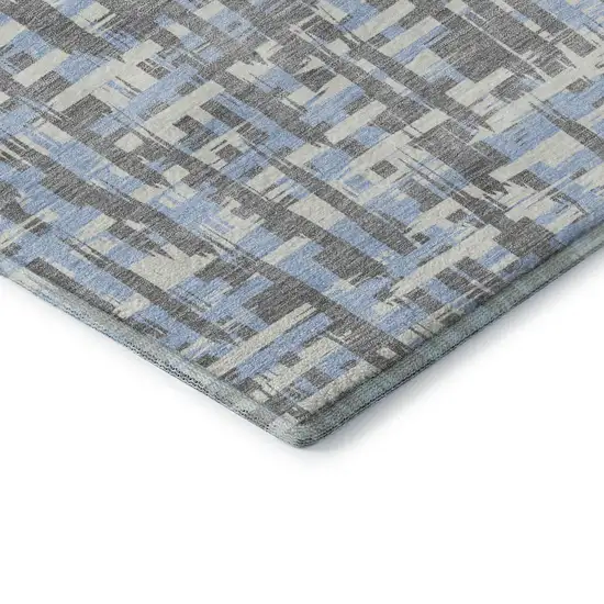 Silver Sky Blue And Ivory Abstract Geometric Washable Area Rug With UV Protection Photo 7