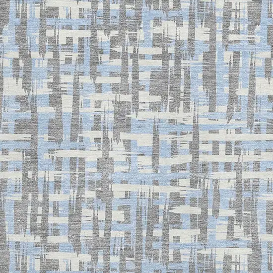 Silver Sky Blue And Ivory Abstract Geometric Washable Area Rug With UV Protection Photo 2