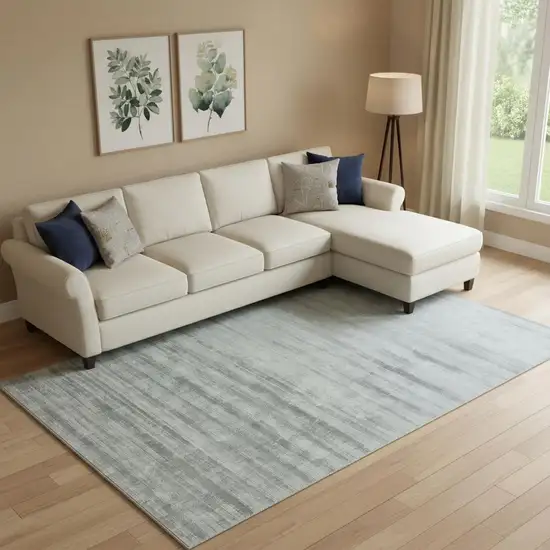 Silver Striped Hand Woven Area Rug Photo 1