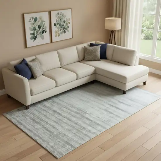 Silver Striped Hand Woven Area Rug Photo 1