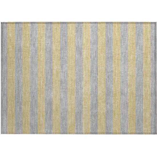 Silver Striped Washable Non Skid Indoor Outdoor Area Rug Photo 2