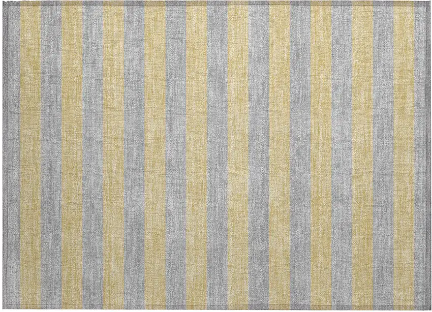 Silver Striped Washable Non Skid Indoor Outdoor Area Rug Photo 2