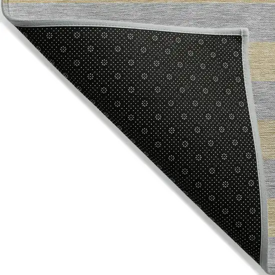 Silver Striped Washable Non Skid Indoor Outdoor Area Rug Photo 4