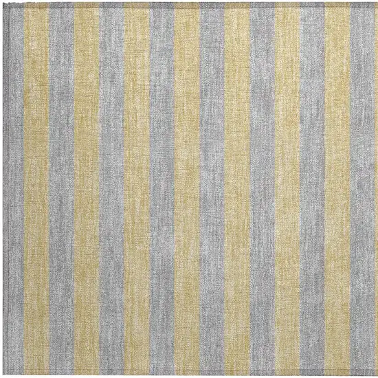 Silver Striped Washable Non Skid Indoor Outdoor Area Rug Photo 7