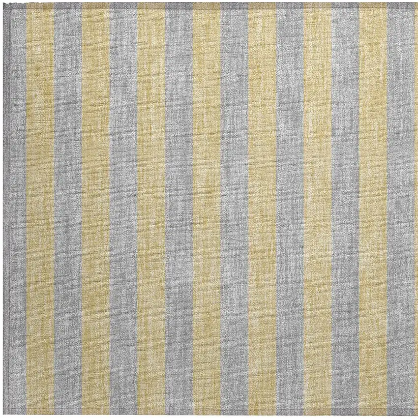 Silver Striped Washable Non Skid Indoor Outdoor Area Rug Photo 7