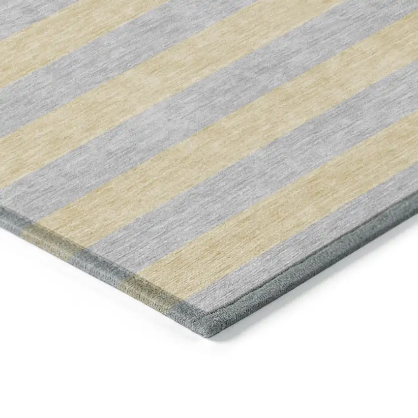 Silver Striped Washable Non Skid Indoor Outdoor Area Rug Photo 7