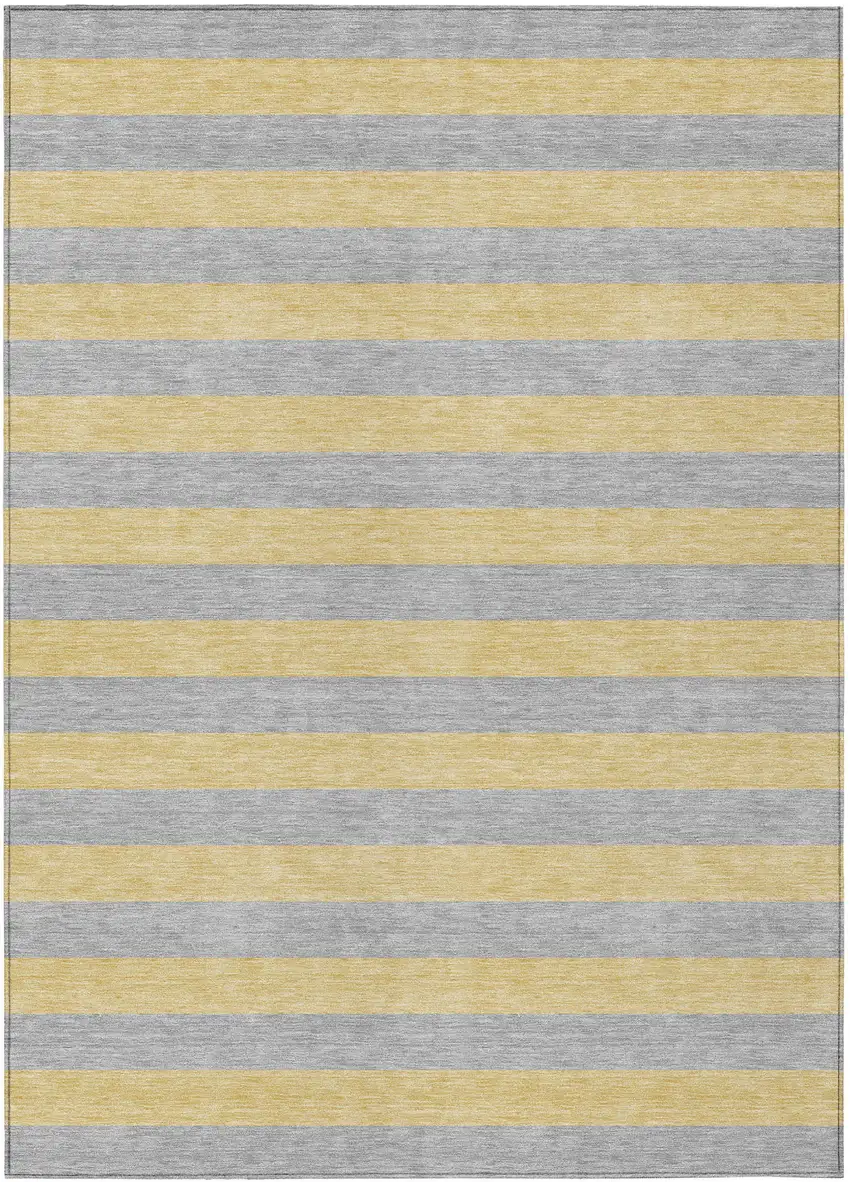 Silver Striped Washable Non Skid Indoor Outdoor Area Rug Photo 2