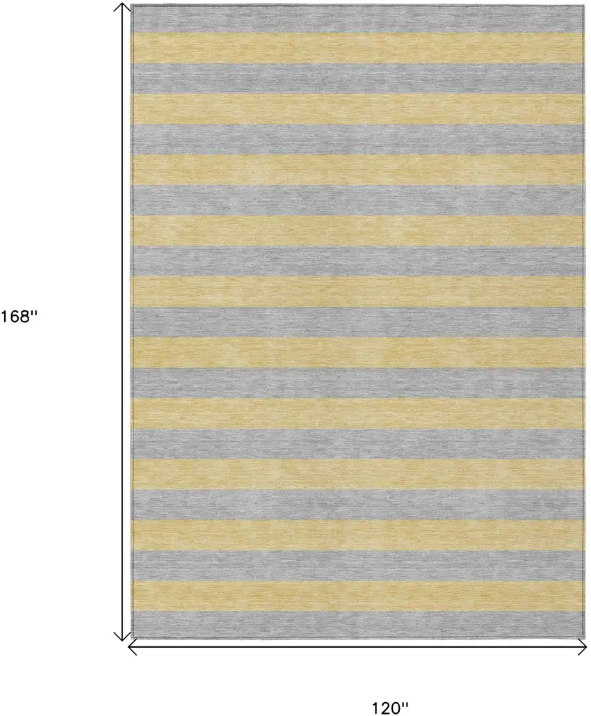 Silver Striped Washable Non Skid Indoor Outdoor Area Rug Photo 3