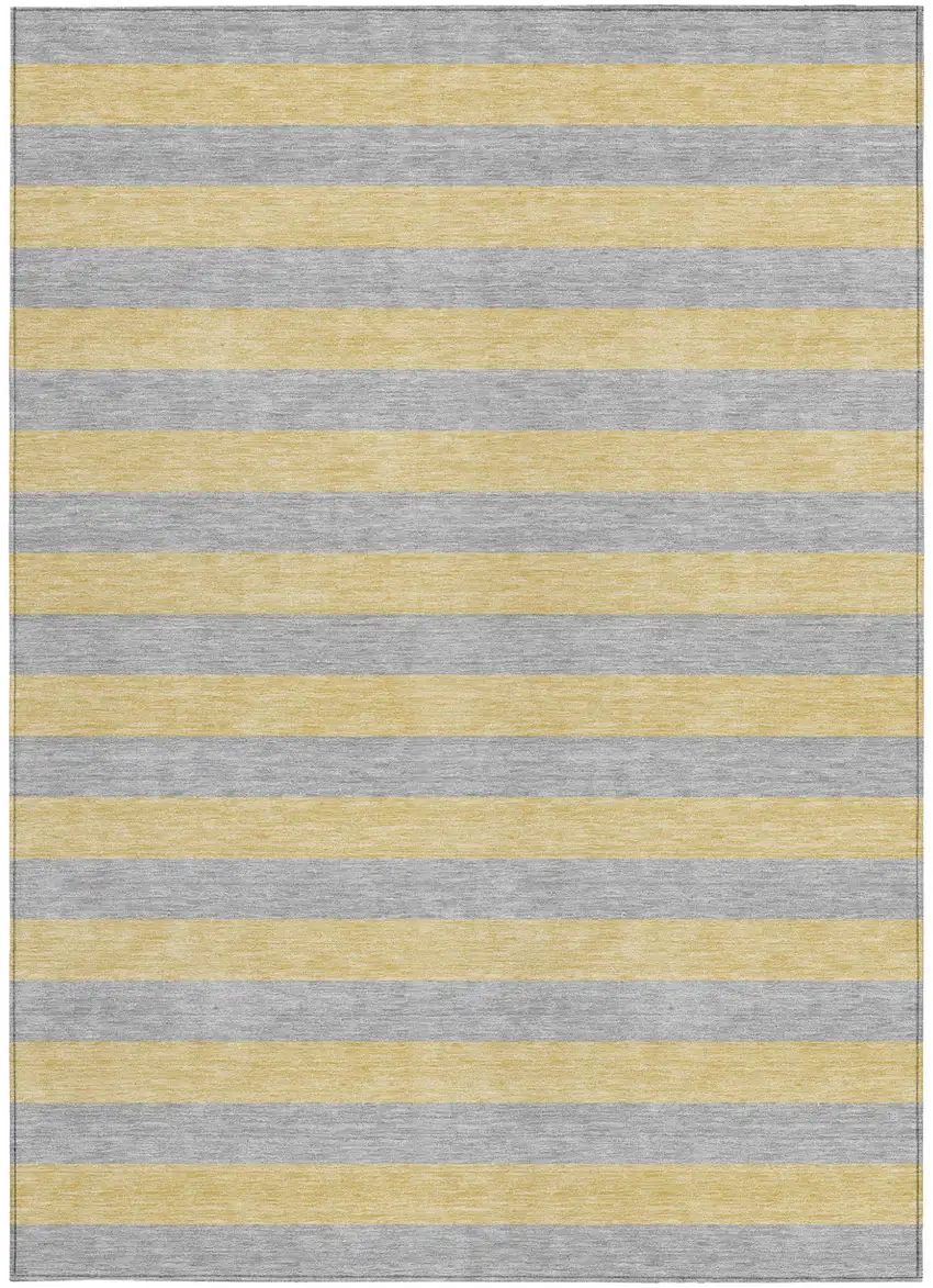 Silver Striped Washable Non Skid Indoor Outdoor Area Rug Photo 5