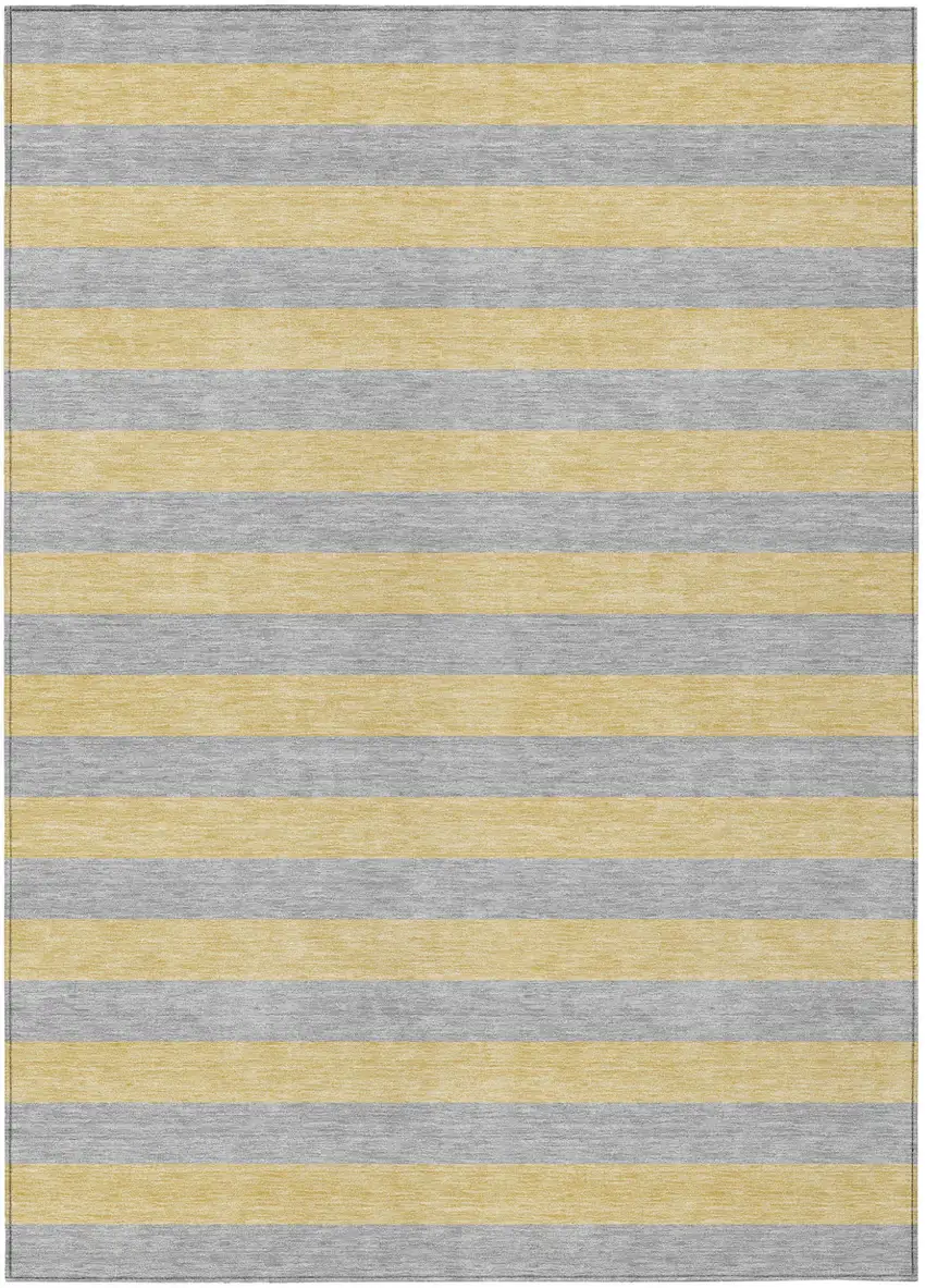 Silver Striped Washable Non Skid Indoor Outdoor Area Rug Photo 2