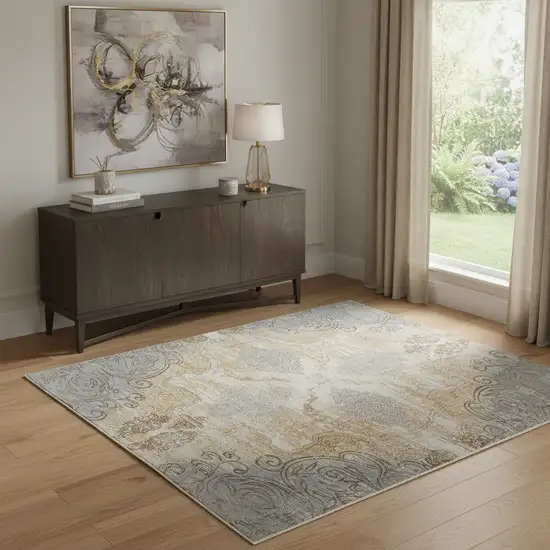 Tan And Gray Medallion Area Rug Photo 1