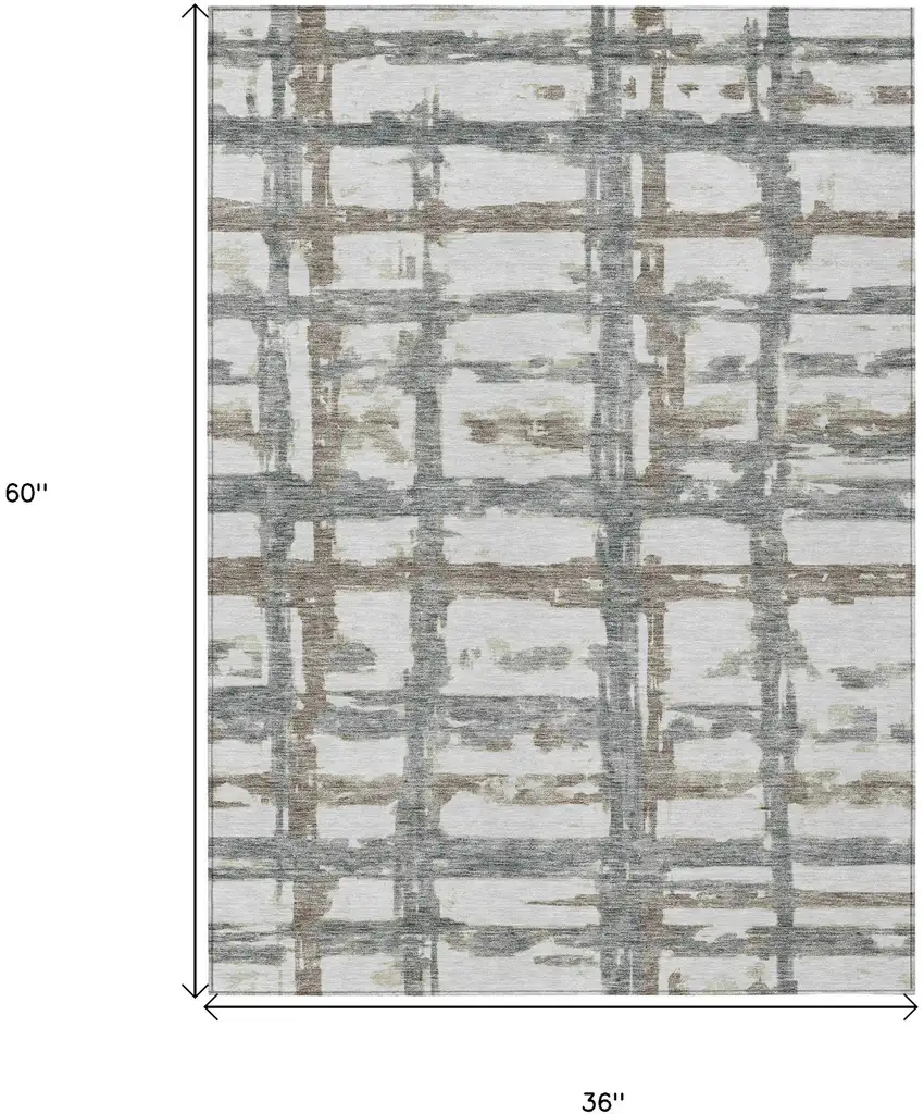 Silver Taupe And Gray Striped Washable Indoor Outdoor Area Rug Photo 7