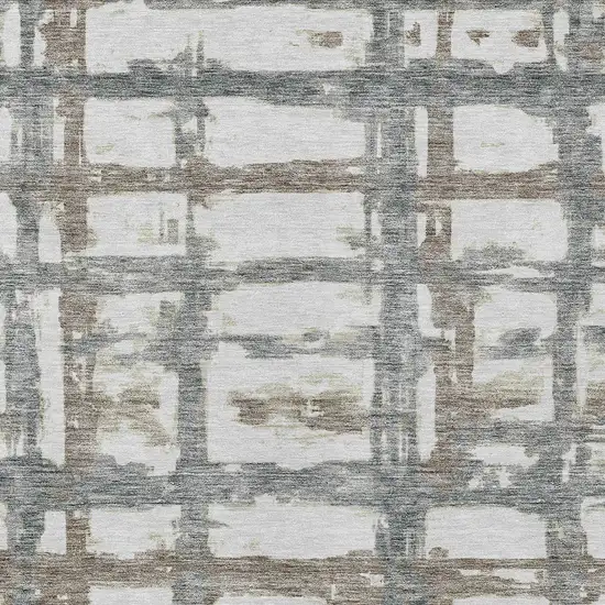 Silver Taupe And Gray Striped Washable Indoor Outdoor Area Rug Photo 4
