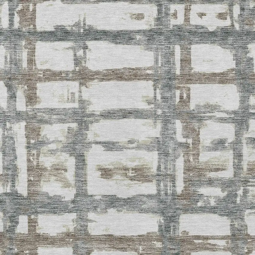 Silver Taupe And Gray Striped Washable Indoor Outdoor Area Rug Photo 4