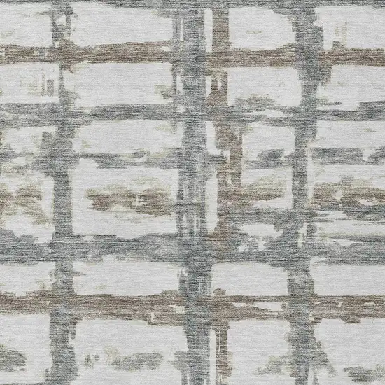 Silver Taupe And Gray Striped Washable Indoor Outdoor Area Rug Photo 4