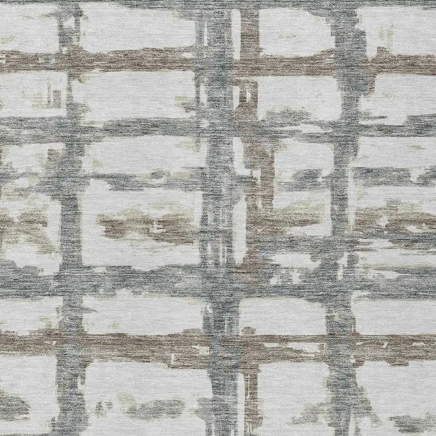 Silver Taupe And Gray Striped Washable Indoor Outdoor Area Rug Photo 4