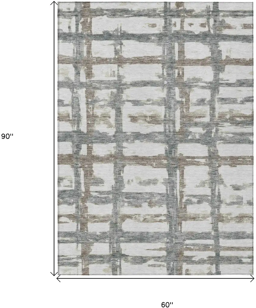 Silver Taupe And Gray Striped Washable Indoor Outdoor Area Rug Photo 7