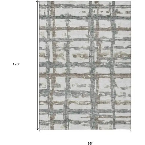 Silver Taupe And Gray Striped Washable Indoor Outdoor Area Rug Photo 7