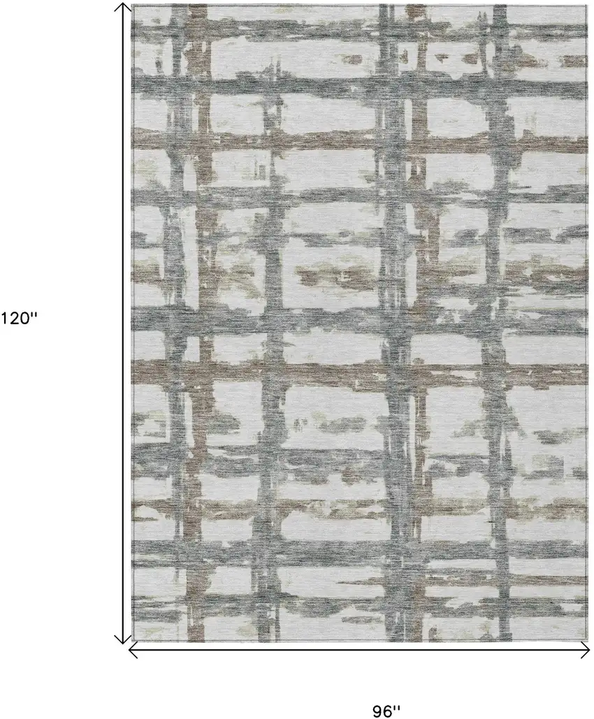 Silver Taupe And Gray Striped Washable Indoor Outdoor Area Rug Photo 7