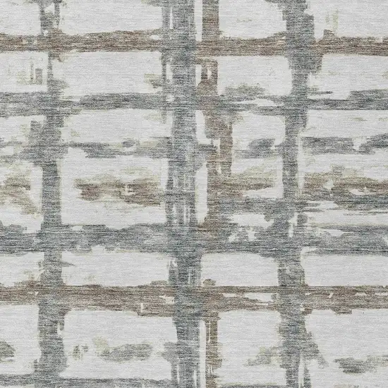 Silver Taupe And Gray Striped Washable Indoor Outdoor Area Rug Photo 4
