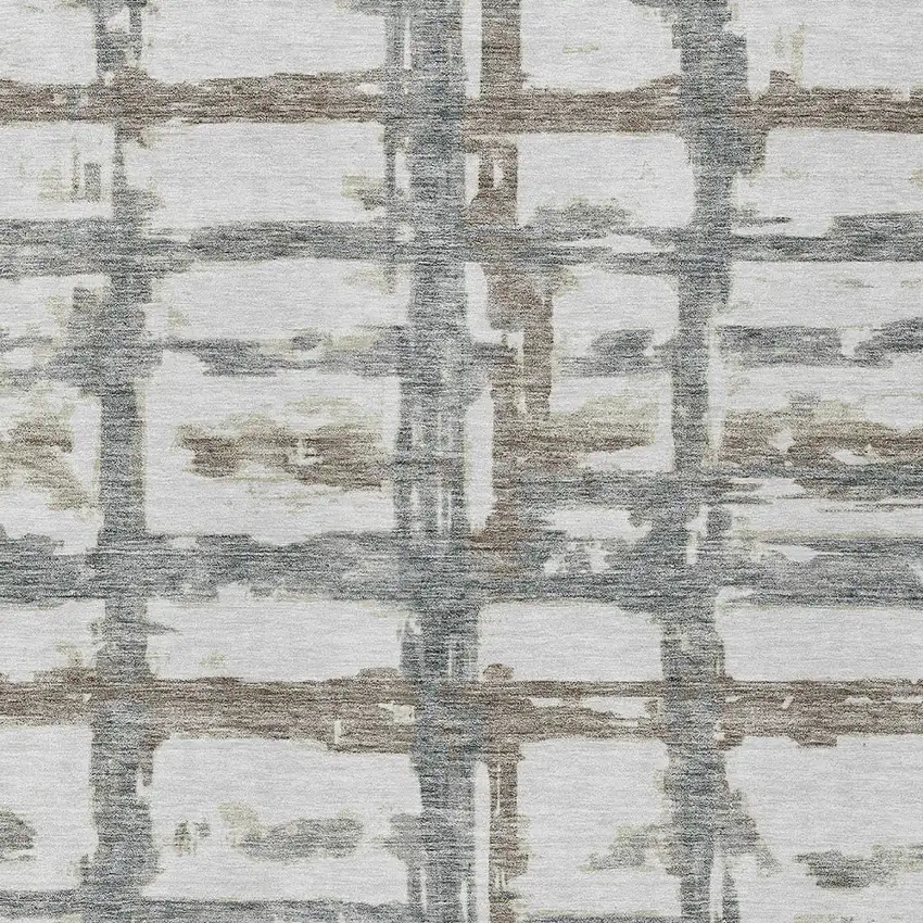 Silver Taupe And Gray Striped Washable Indoor Outdoor Area Rug Photo 4