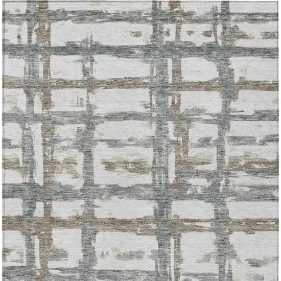 Silver Taupe And Gray Striped Washable Indoor Outdoor Area Rug Photo 5
