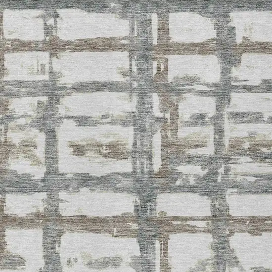 Silver Taupe And Gray Striped Washable Indoor Outdoor Area Rug Photo 4