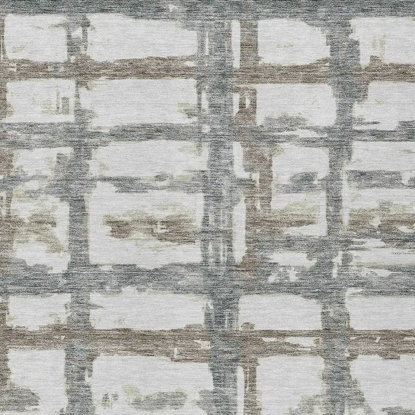 Silver Taupe And Gray Striped Washable Indoor Outdoor Area Rug Photo 4