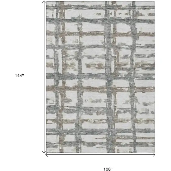 Silver Taupe And Gray Striped Washable Indoor Outdoor Area Rug Photo 7