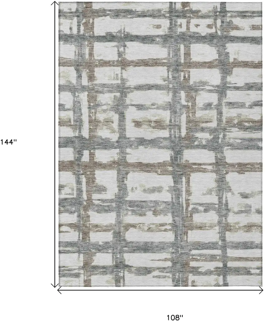 Silver Taupe And Gray Striped Washable Indoor Outdoor Area Rug Photo 7