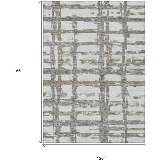 Silver Taupe And Gray Striped Washable Indoor Outdoor Area Rug Photo 7