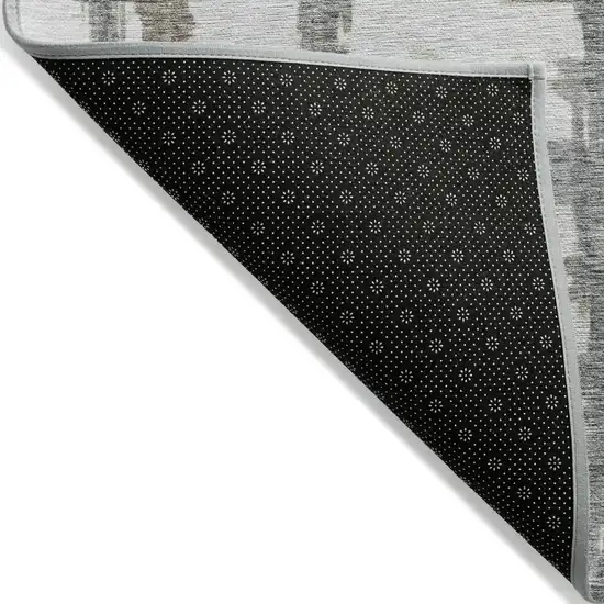 Silver Taupe And Gray Striped Washable Indoor Outdoor Area Rug Photo 2