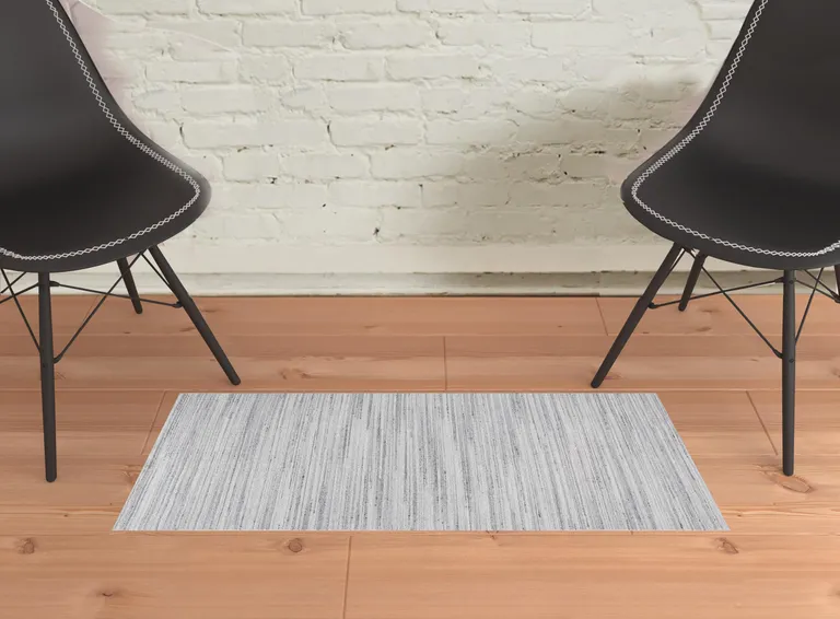 Silver Wool Hand Woven Stain Resistant Area Rug Photo 2