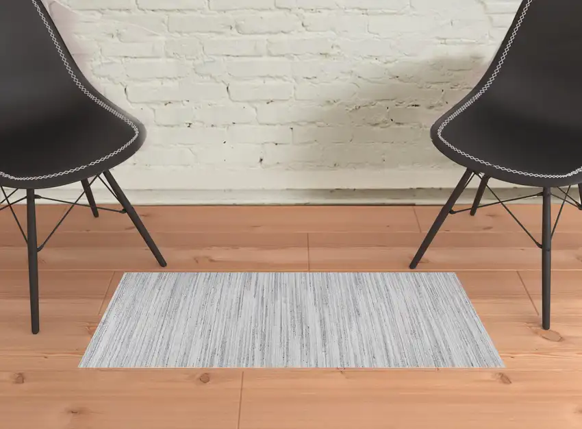 Silver Wool Hand Woven Stain Resistant Area Rug Photo 2