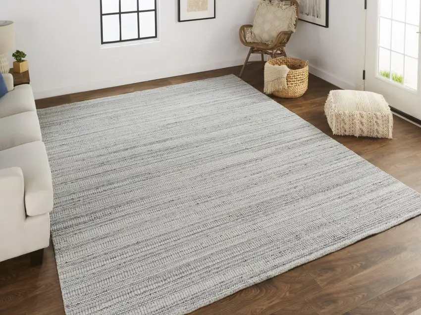 Silver Wool Hand Woven Stain Resistant Area Rug Photo 6