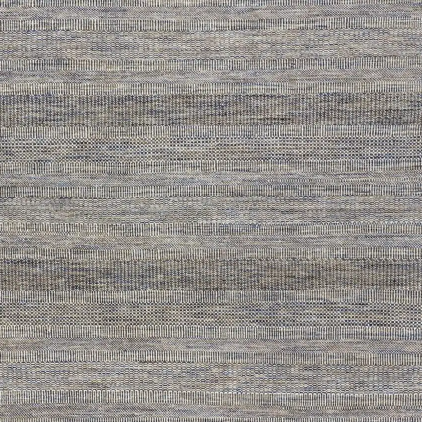 Silver Wool Striped Hand Knotted Area Rug Photo 3