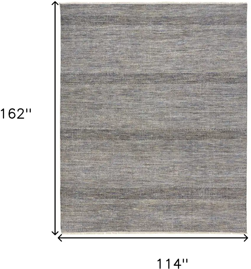 Silver Wool Striped Hand Knotted Area Rug Photo 6