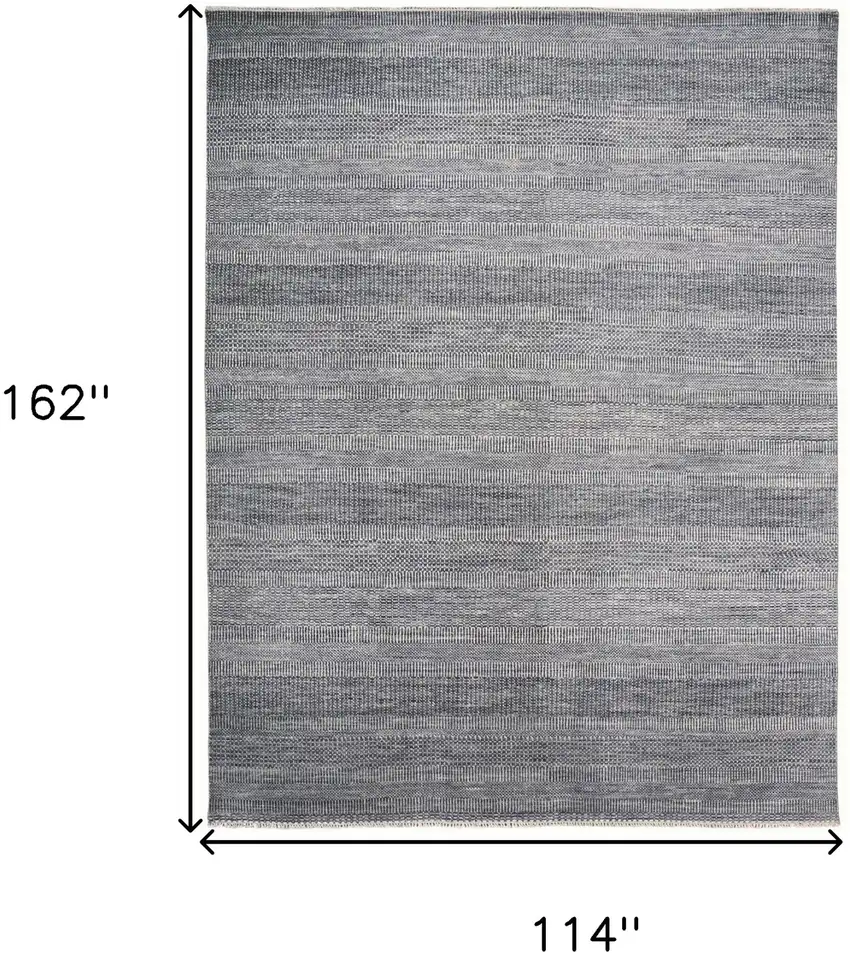 Silver Wool Striped Hand Knotted Area Rug Photo 7