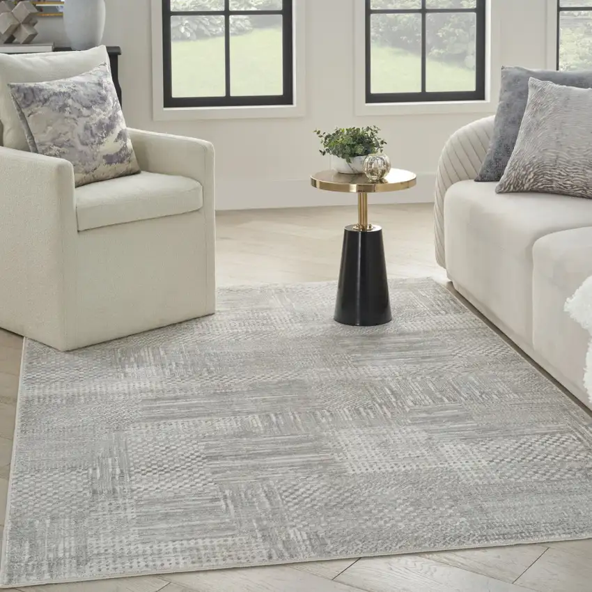 Silver and Gray Abstract Non Skid Area Rug Photo 5