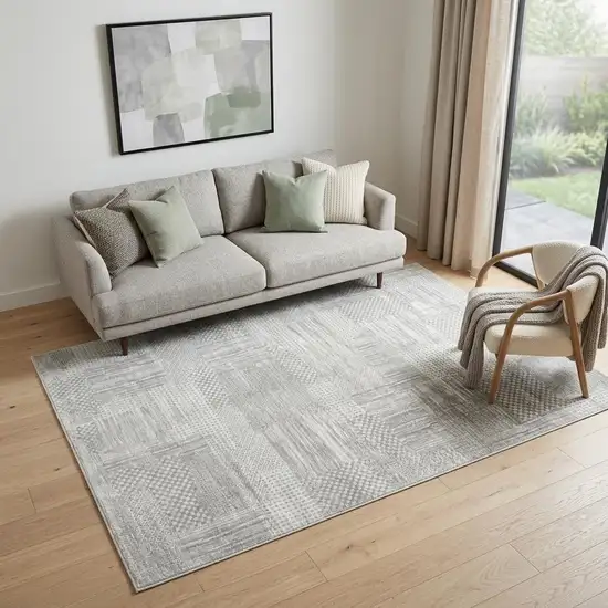 Silver and Gray Abstract Non Skid Area Rug Photo 1