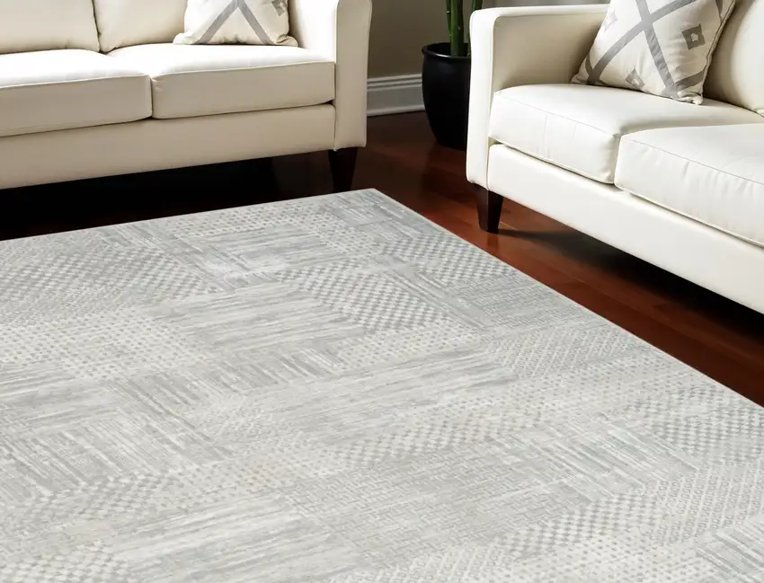 Silver and Gray Abstract Non Skid Area Rug Photo 1