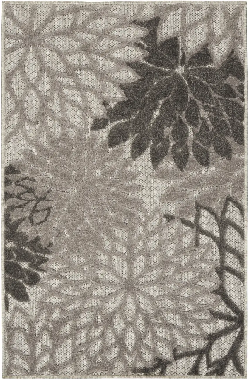 Gray Floral Indoor Outdoor Area Rug Photo 4