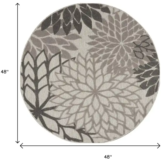 4' Gray Round Indoor Outdoor Area Rug Photo 9