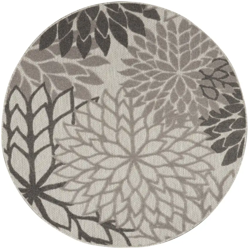 4' Gray Round Indoor Outdoor Area Rug Photo 4